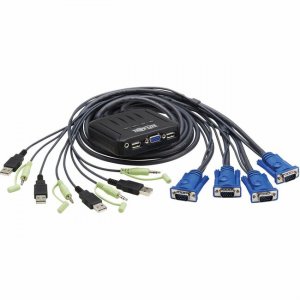 Tripp Lite 4-Port VGA KVM Switch with Built-In VGA, USB and 3.5 mm Audio Cables B032-VUA4