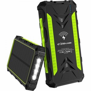 4XEM 30,000 mAh Mobile Solar Power Bank and Charger (Green) 4XSOLARPWR30GN