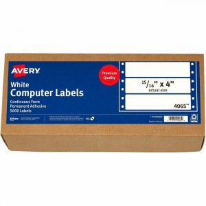Avery Continuous Form Computer Labels, Permanent Adhesive, 4" x 15/16" , 5,000 Labels 04065 AVE04065
