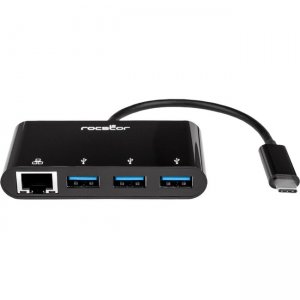 Rocstor Premium USB-C to USB-A(3.0) 3 Port Hub with Gigabit Ethernet Y10A251-B1