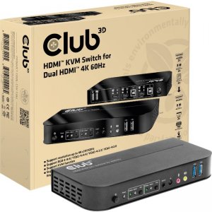 Club 3D HDMI KVM Switch for Dual HDMI 4K 60Hz CSV-1382