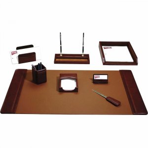 Dacasso Mocha Leather 8-Piece Desk Pad Kit D3012 DACD3012