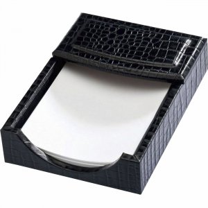 Dacasso Crocodile Embossed Black Leather Memo Holder A2209 DACA2209