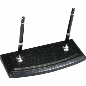 Dacasso Crocodile Embossed Black Leather Pen Stand A2212 DACA2212