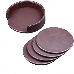 Dacasso Leather Coasters - Set of 4 with Holder A3445 DACA3445