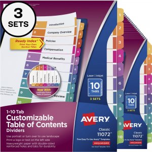 Avery Ready Index Custom TOC Binder Dividers 11072 AVE11072