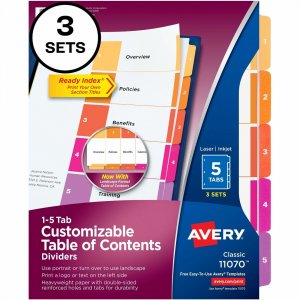 Avery Ready Index 5-tab Dividers 11070 AVE11070