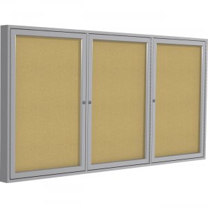 Ghent 3 Door Enclosed Natural Cork Bulletin Board with Satin Frame PA34896K GHEPA34896K