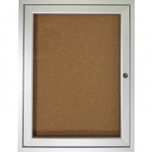 Ghent 1 Door Enclosed Natural Cork Bulletin Board with Satin Frame PA13630K GHEPA13630K