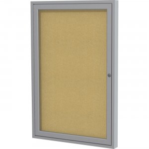 Ghent 1 Door Enclosed Natural Cork Bulletin Board with Satin Frame PA12418K GHEPA12418K