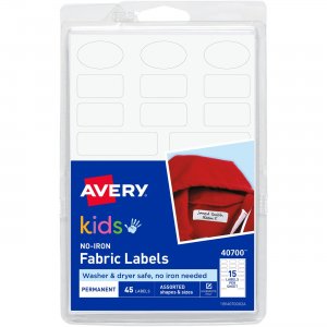 Avery No-Iron Clothing Labels - Assorted Shapes & Sizes 40700 AVE40700