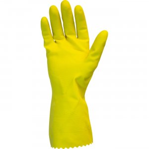 Safety Zone Yellow Flock Lined Latex Gloves GRFY-LG-1S SZNGRFYLG1S