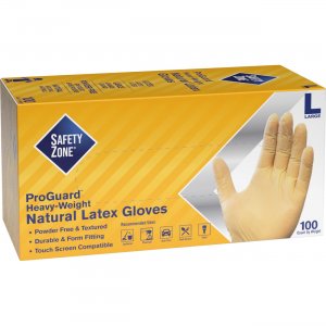 Safety Zone Powder Free Natural Latex Gloves GRPR-LG-1-T8 SZNGRPRLG1T8