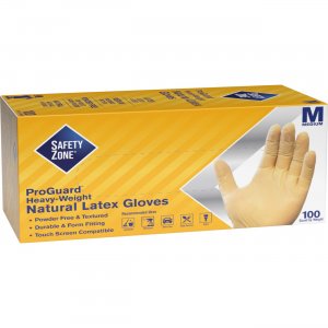 Safety Zone Powder Free Natural Latex Gloves GRPR-MD-1-T8 SZNGRPRMD1T8