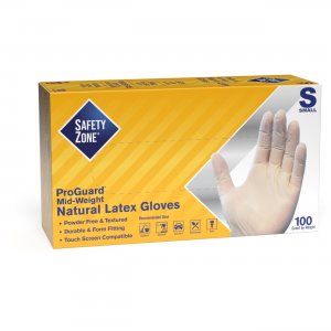 Safety Zone Powder Free Natural Latex Gloves GRPR-SM-1-T SZNGRPRSM1T