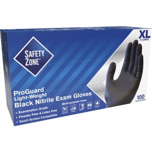 Safety Zone Powder Free Black Nitrile Gloves GNPR-XL-BK SZNGNPRXLBK