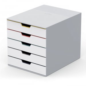 Durable VARICOLOR MIX 5 Drawer Desktop Storage Box, White/Multicolor 762527 DBL762527