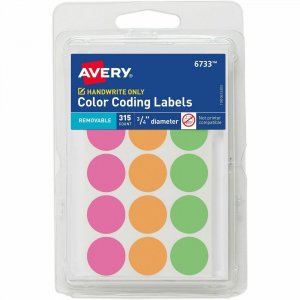 Avery 3/4" Round Removable Color Coding Labels - Handwrite Only 06733 AVE06733