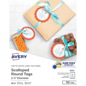 Avery Textured Round Scallop Tags 80511 AVE80511