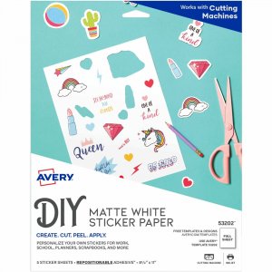 Avery Matte White Sticker Project Paper 53202 AVE53202
