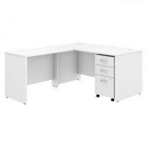 Bush Business Furniture Studio C 60W x 30D L Shaped Desk with Mobile File Cabinet and 42W Return STC008WHSU BSHSTC008WHSU