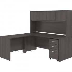 Bush Business Furniture Studio C 72W X 30D L Shaped Desk With Hutch, Mobile File Cabinet and 42W Return STC006SGSU