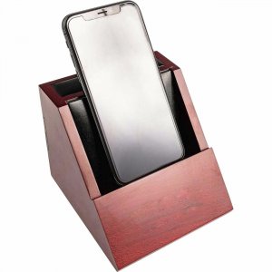 Dacasso Rosewood and Leather Desktop Cell Phone Holder A8050 DACA8050