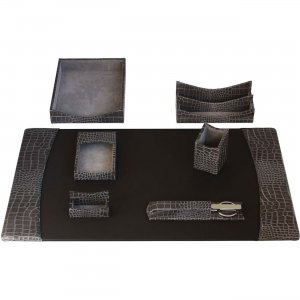 Protacini Castlerock Gray Italian Patent Leather 7-Piece Desk Set D6204 DACD6204