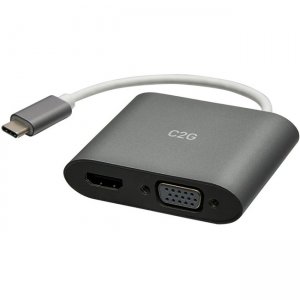 C2G USB C to HDMI & VGA Dual Monitor Adapter - 4K 30Hz - White C2G29831