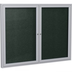 Ghent 2 Door Enclosed Vinyl Bulletin Board with Satin Frame PA23648VX183 GHEPA23648VX183