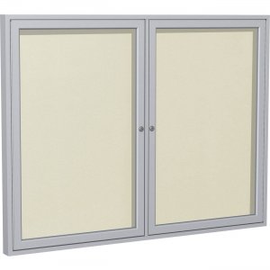 Ghent 2 Door Enclosed Vinyl Bulletin Board with Satin Frame PA23648VX185 GHEPA23648VX185