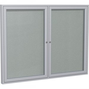 Ghent 2 Door Enclosed Vinyl Bulletin Board with Satin Frame PA24860VX193 GHEPA24860VX193