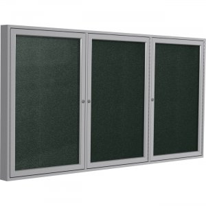 Ghent 3 Door Enclosed Vinyl Bulletin Board with Satin Frame PA34872VX183 GHEPA34872VX183