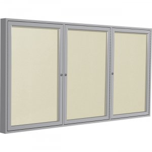 Ghent 3 Door Enclosed Vinyl Bulletin Board with Satin Frame PA34872VX185 GHEPA34872VX185