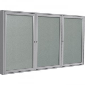 Ghent 3 Door Enclosed Vinyl Bulletin Board with Satin Frame PA34872VX193 GHEPA34872VX193