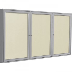 Ghent 3 Door Enclosed Vinyl Bulletin Board with Satin Frame PA34896VX185 GHEPA34896VX185