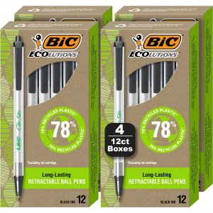 BIC Ecolutions Clic Stic Ballpoint Pen CSEM48BK BICCSEM48BK