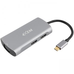 4XEM 3-Port USB-C to HDMI and VGA Multi-Monitor Hub 4XMST13