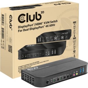 Club 3D DisplayPort/HDMI KVM Switch For Dual DisplayPort 4K 60Hz CSV-7210