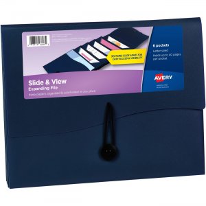 Avery Slide & View Expanding File Folder, 6 Pockets, Letter Size, 1 Navy Folder 73545 AVE73545