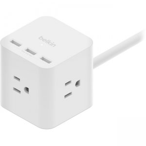 Belkin 3-Outlet Power Cube with 5-Foot Cord and USB-A Ports SRA006P3TT5
