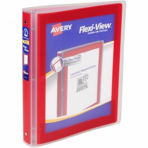 Avery Flexi-View 3 Ring Binder, 1 Inch Round Rings, 1 Red Binder 17606 AVE17606