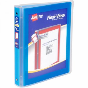 Avery Flexi-View 3 Ring Binder, 1 Inch Round Rings, 1 Blue Binder 17607 AVE17607