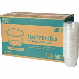 BluTable 16 oz Round Deli Tub Containers PPDEL16 RMLPPDEL16