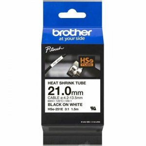 Brother HSe-251E Heat Shrink Tube Tape Cassette - Black on White, 21.0mm wide HSE251E
