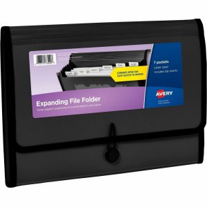 Avery Expanding File Folder, 7-Pocket, Black 73550 AVE73550