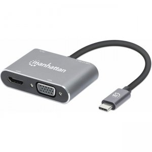 Manhattan USB-C to HDMI & VGA 4-in-1 Docking Converter with Power Delivery 130691