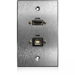 Comprehensive HDMI and USB-B 2.0 Pass-Through Single Gang Aluminum Wall Plate with Pigtail WPPT-HUB1-AC