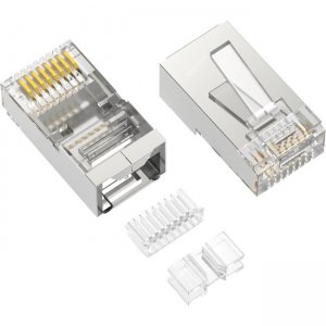 Axiom RJ45 Cat.6a Shielded Plug, 3pc Type, Solid/Stranded Wire, 50 Micron, 100-Pack RJ45C6ASS3100-AX