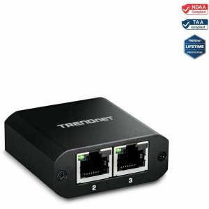 TRENDnet 2-Port Gigabit Splitter with USB Type C Power TEG-102S